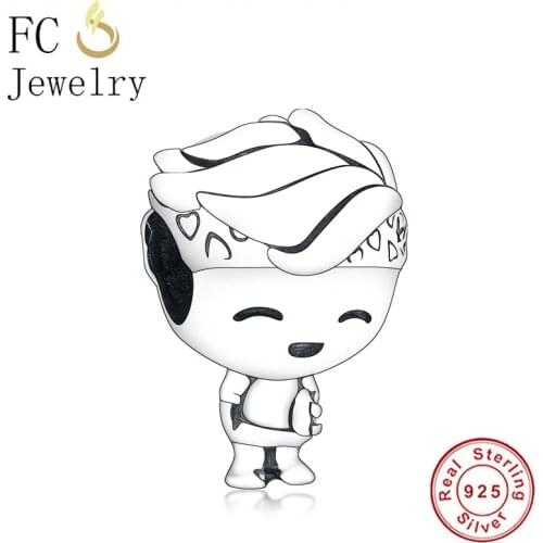 FC Jewelry Fit Original Brand Charm Bracelet 925 Silver Boy With Headband Heart Craved Bead For Making Women Berloque 2020 NEW