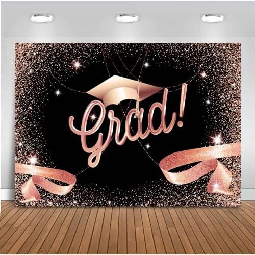 Congrats Grad Backdrop rose gold Graduation prom party class of 2020 banner background for photo studio customize supplies prop
