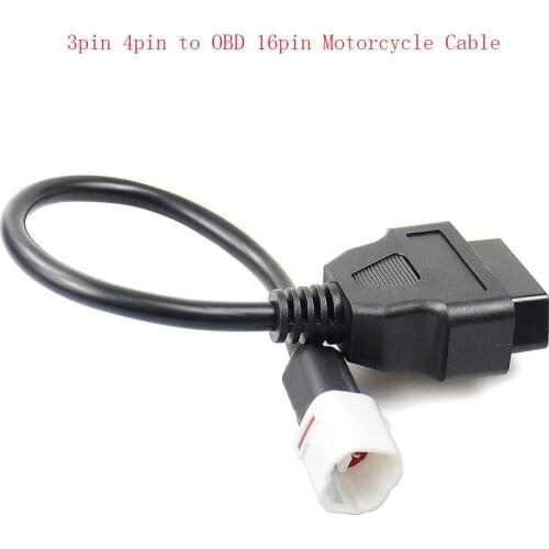 3pin 4pin To OBD 16pin Black Plastic Diagnostic Tool OBD2 Motorcycle Cable Works Powerful And Free Shipping