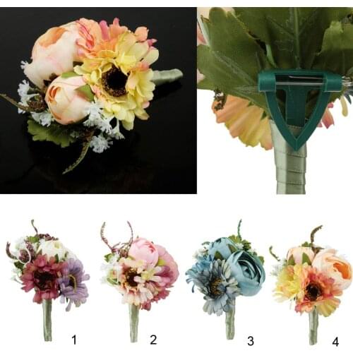 Hot Sale Artificial Wedding Bridal Groom Boutonniere Corsage Flower Brooch Pin Birthday Hen Party Supplies Home Decor Gift