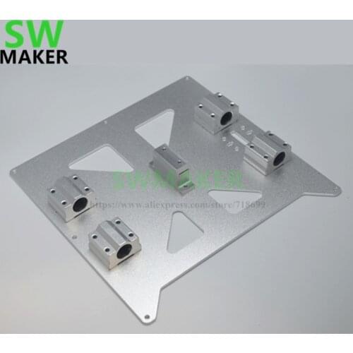 SWMAKER Prusa i3 RepRap 3D Printer Aluminum Y Carriage V2 Plate Kit with SC8UU Bearing block and upgrade metal belt holder
