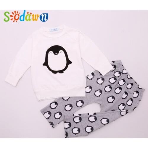 Sodawn Spring Autumn Baby Girl Clothes Cartoon Pattern Long Sleeve Top+Pants 2Pcs Infant Boy Set Baby Outfit