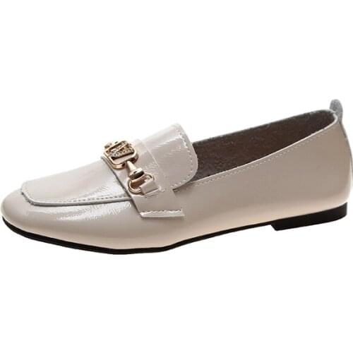 Loafers Womens Shoes 127 Fits True to Size, Take Your Normal Size Square Toe Office & Career Slip-on Rubber PU Metal Decoration