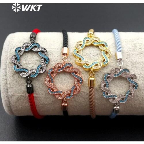 MB081 Fashion Flower Shape Connector Bracelet With Cubic Zirconia Micro Pave Adjustable Bracelet Women Classic Bracelet