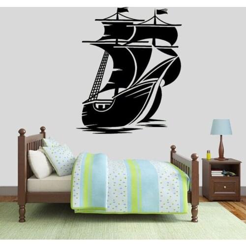 Nautical Wall Decal Ship Boat Sail Ocean Theme Vinyl Window Stickers Nursery Kids Bedroom Bathroom House Design Decor Mural E626