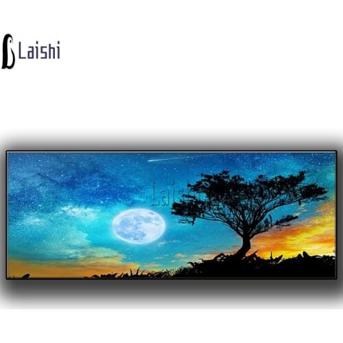 Cartoon romantic Night moon black trees diamond embroidery full square round drill diamond painting mosaic puzzle large decor