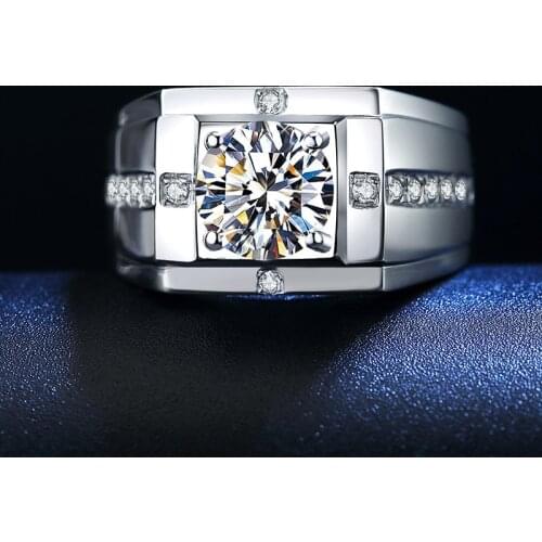 Solitaire male 2ct Lab Diamond cz Ring 925 Sterling silver Engagement Wedding Band Rings for men Party Jewelry