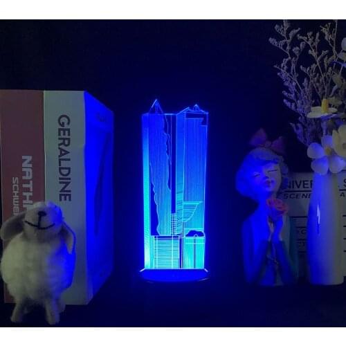 3D LED Night Light Lamp World Trade Center 16 Color 3D Night Light Remote Control Table Lamps Toys Gift for Kid Home Decoration