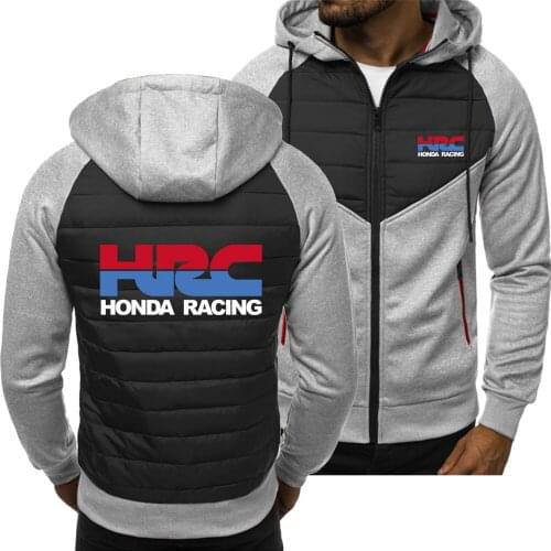 New Spring Autumn Mens HRC Racing Hoodie Fashion Athletic Casual Cardigan Shoulder Zipper Sweatshirts Hooded Jacket