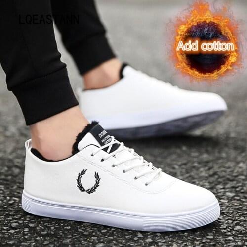 2020 New Spring And Autumn Mens Casual Shoes Imitation Leather Lace-Up Low-Top Flat Shoes Winter Wild Trend Small White Shoes