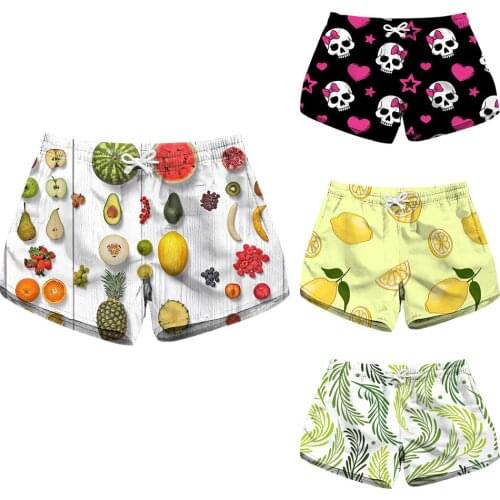 New Summer fruit skull Prints Casual Gym Sport Yoga Shorts Breathable Beach Pants Women Bottoms Dropshipping