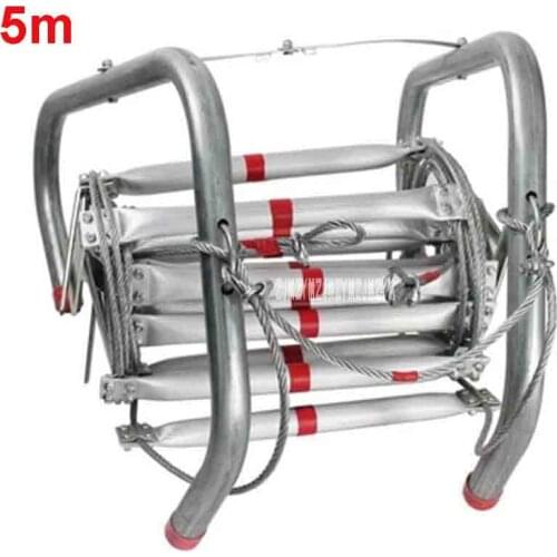 New 5M High Quality Fire Rescue Equipment Aluminum Alloy Wire Rope Life-saving Ladder Escape Rope Ladder to Safety Self-help