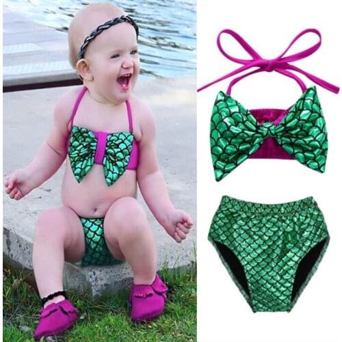 Toddler Baby Girl Bow knot bandage bandeau beachwear biquini Halter Bikini Set Swimwear Swimsuit Bathing Suit