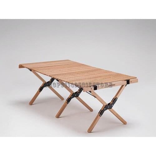 Outdoor Camping Solid Wood Egg Roll Table Portable Folding Car Equipment Picnic Table