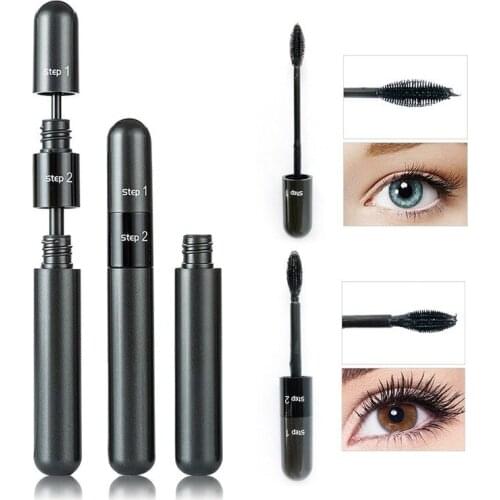 Silicone Brush Head Mascara 2in1 Thick Curls Unload with Warm Water No Blooming Slender Lasting Create Attractive Eye Makeup