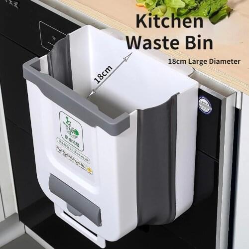 Foldable Kitchen Trash Can Wall Mounted Type Cabinet Door Garbage Bin Classification Hanging Trash Can Car Waste Storage Dustbin
