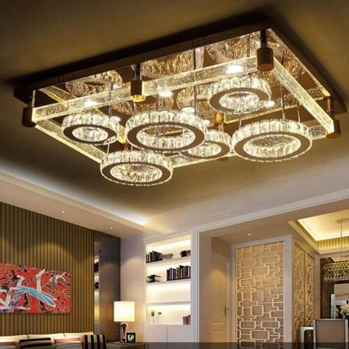 LED ceiling lamp living room rectangular line cut crystal lamp bedroom simple modern atmosphere stainless steel crystal lamp led