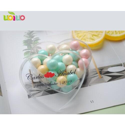 Unique nice transparent heart shape wedding souvenir gift candy box with personalize logo