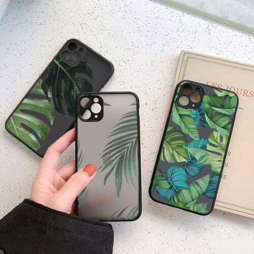Vintage Banana Leaves Phone Cases matte transparent For iphone 7 8 11 12 plus mini x xs xr pro max cover