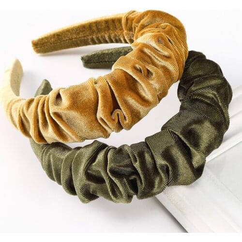 Haimeikang Velvet Pleated Hair Band Headbands Fashion Solid Color Hair Hoop Girls Bezel Headwear New Women Hair Accessories