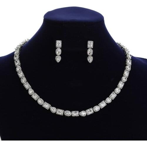 Jewelry Set HADIYANA Temperament Charming Necklace And Earrings Set Women Wedding Jewelry Sets Zircon CN1760 Conjunto de joyas
