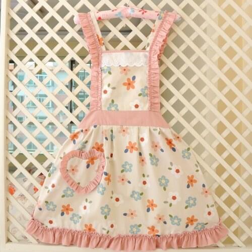 Women Sleeveless Work Dress Apron Kitchen Cooking Aprons Fashion Cotton Floral Sleeve Skirt Girls' Office Study Home Smock