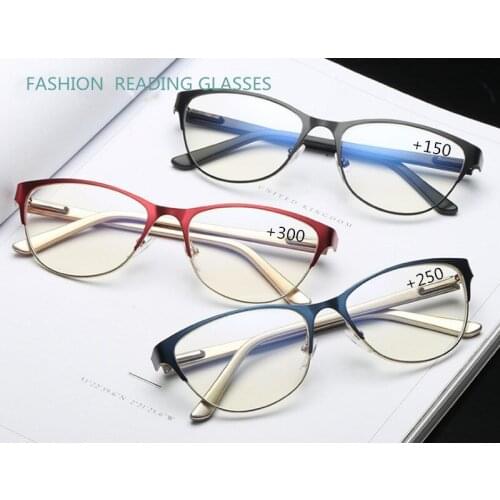 +1.5+2.0Half Frame Cat Eye Reading Glasses Women Men Antifatigue Computer Optical Glasses Retro Presbyopia Eyewear Feamale Elder
