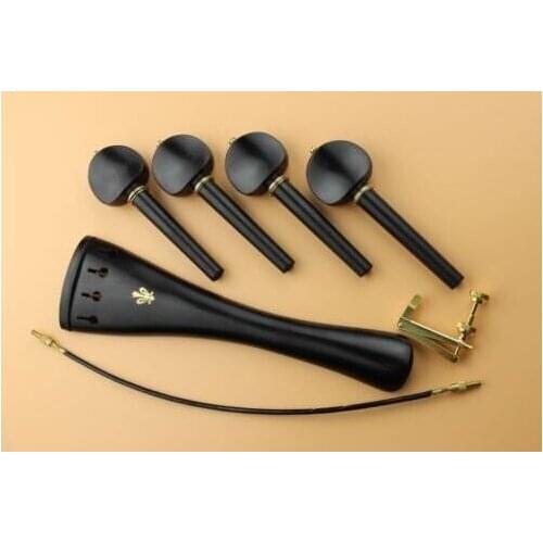 1 set high class 4/4 Ebony cello accessories, tailpiece pegs tuners tail gut