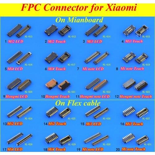 1Piece LCD/Touch screen digitizer FPC connector socket for xiaomi Mi2 Mi3 Mi4 Mi note fpc Port on Flex Cable Repair Replacement
