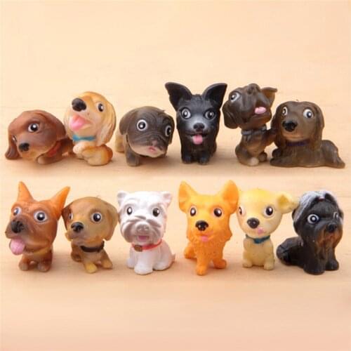 12pcs Lovely PVC Miniature Puppy Mini Cartoon Dogs Figurines Animal Ornaments Table Decoration Home Decor Garden Ornament