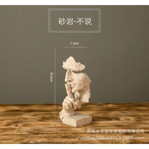 Home Decoration Accessories Silence Is Gold Statues for Decoration Human Face Statue Abstract Sculpture African Decoration Home