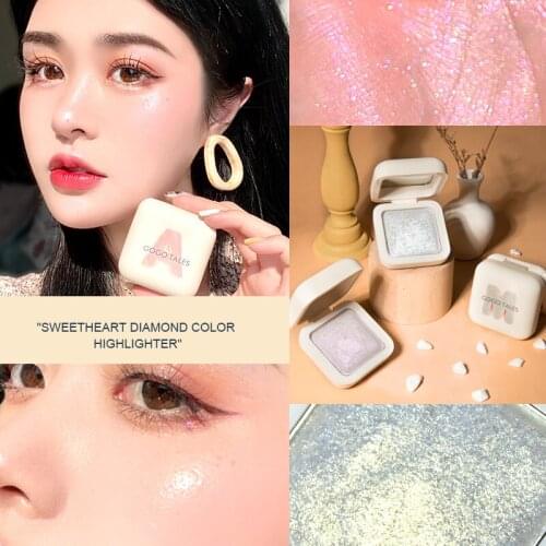 Diamond Color Highlighter Pressed Powder Pearlescent Repair Glitter Powder Nose Shadow Stereo Brighten High Light Makeup TSLM2