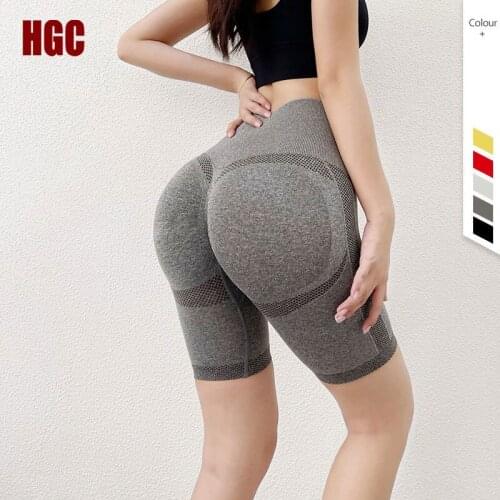 HGC Seamless Sports Short Women Squat Proof Peach Hip Lifting Five Point Leggings High Waist Elastic Fitness Sexy Yoga bottoms