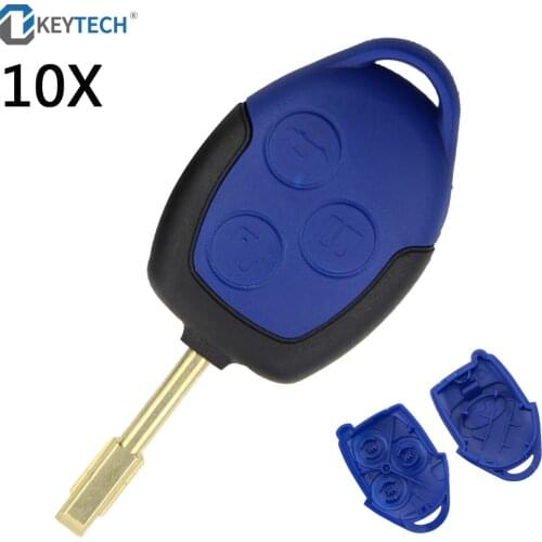 OkeyTech 10PCS/LOT Key Shell for Ford Transit Connect Set 3 Buttons Blue Case FO21 Blade Replacement Auto Car Cover Case Fob