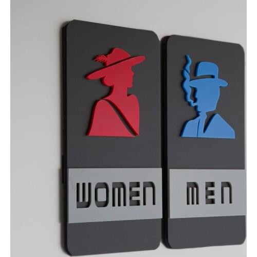 Color Men and Women Toilet Door Sign Diversity Acrylic Number Signage Plaque Wc Wall Sticker Indication Plate Bathroom Signs