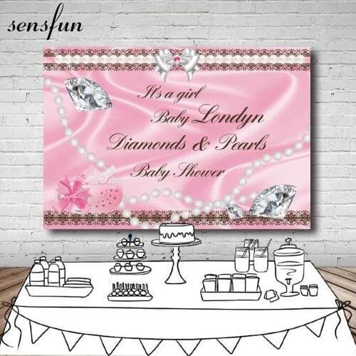 Sensfun Baby Shower Photography Background Pearls Diamond Girls Birthday Party Backdrop For Photo Studio Customized 7x5ft