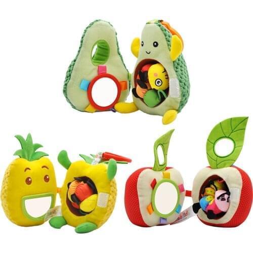 Baby Rattles Crib Mobiles Toy Fruit Shape Plush Toy Cute Stuffed Fruit Toys Crib Hanging Toys Newborn Infant Baby Recognize Toys