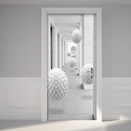 Photo Wallpaper Modern 3D Stereo Sphere Door Sticker Living Room Gallery PVC Waterproof Self-Adhesive Wall Sticker Vinyl Murals