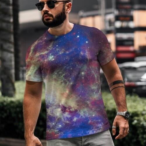Mens T-shirt 3d Printing Starry Sky Nebula Milky Way Universe Style Fashion Leisure Harajuku Male Top Size Xxs-6xl