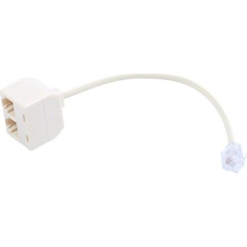 Hot XD-RJ 11 6P 4 C connector 2 x jack port M / F splitter phone adapter cable beige