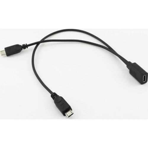 1Pcs USB 2.0 Type C Female to Dual Micro USB Male Splitter Cable 2x Micro USB Spliter