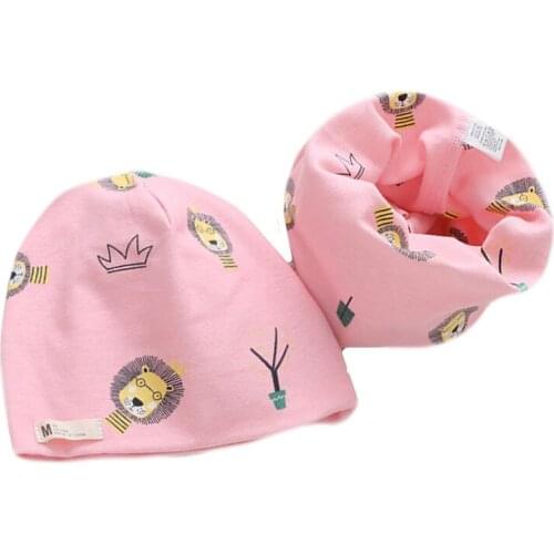 Fashion Star Print Kids Hat Scarf Set Winter Lovely Owl Swan Girl Hat Boy Cotton Scarf Kids Cap Cartoon Baby Girls Hat Scarf Set