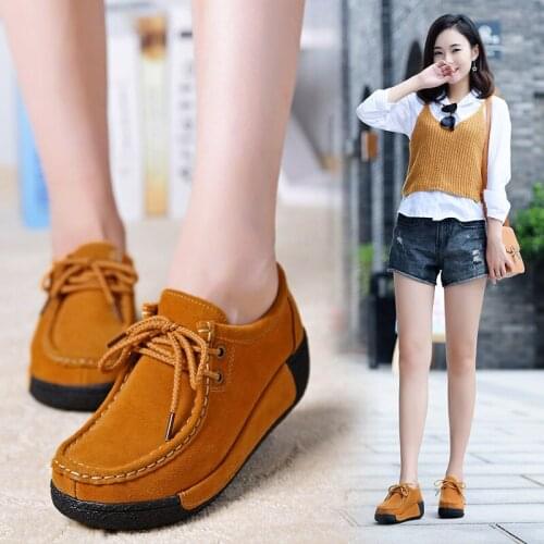 2021 Sneakers New Womens Shoes Cowhide Matte Womens Platform Shoes Lace up Muffin Shoes Casual Shoes