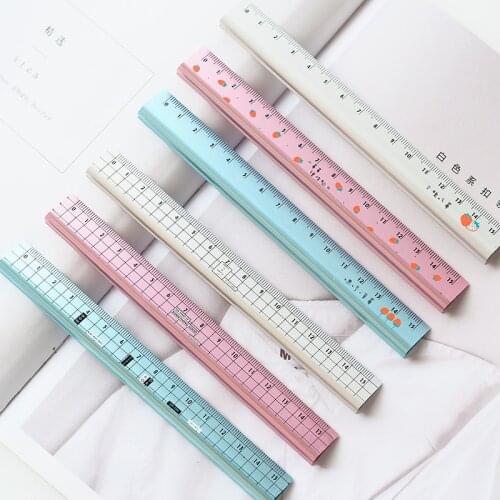 1pcs student creative cute Strawberry checks Triangular aluminum drawing measuring ruler