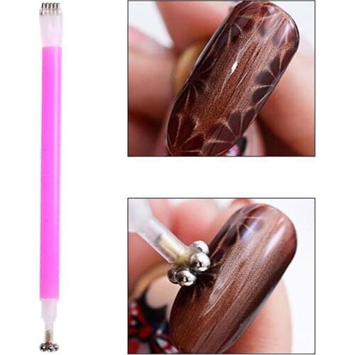 Kapmore Nail Magnet Pen Double Head Flower Design Nail Magnetic Pen Nail Magnet Tool Nail Brushes DIY Manicure Tools