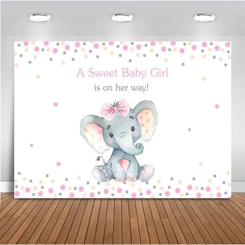 Neoback sweet baby girl theme party elephant background for photography Newborn baby shower photo backdrops studio custom 498