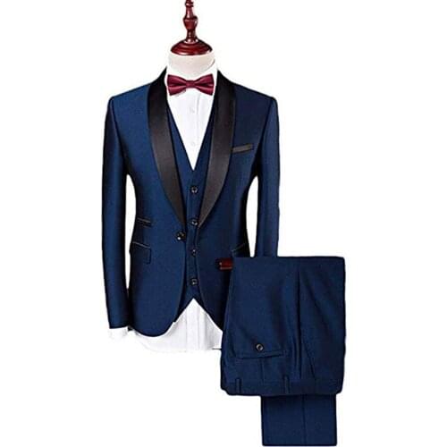 Mens 3 Pieces Mens Suit Slim Fit Tuxrdos Blazer One Button Lapel Suits For Wedding (Blazer+vest+Pants)