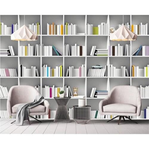 Beibehang Custom Wallpaper mural Book Library Bookcase Magazine Shelf Modern Art Wall Painting Living Room study 3d Wallpaper