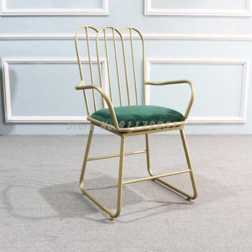 Nordic new product backrest armrest dining chair modern minimalist net red golden home makeup chair restaurant casual coffee sho