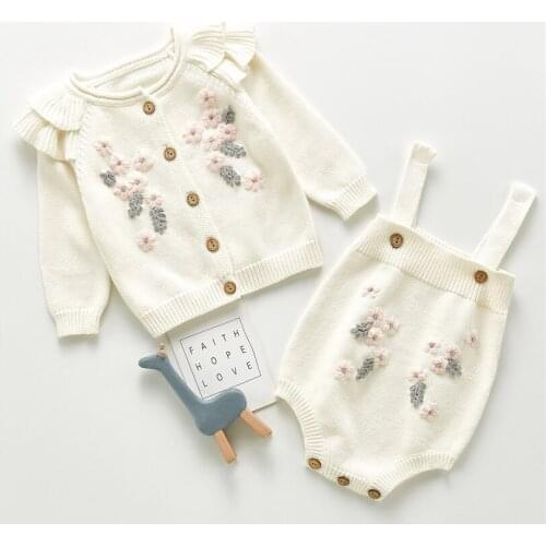 Baby Girls Clothes Autumn Knitted Baby Romper Set Newborn Baby Girl Sweater Cardigan Baby Girls Romper Toddler Baby Jumpsuit